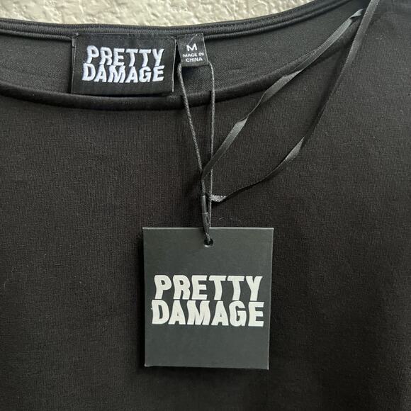 Pretty Damage NWT Long Bell Slv Crop Boho Retro Top Sz M Colorblock - Picture 3 of 4